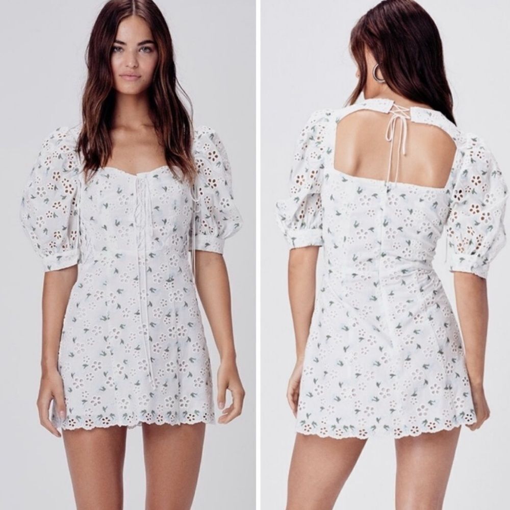 For Love and Lemons Wild Cherries Mini Dress Womens Size Medium *flaws - Picture 2 of 16